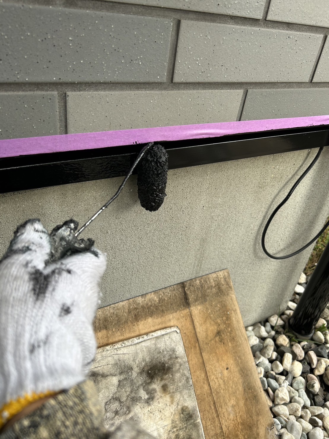 栃木県真岡市　屋根・外壁塗装工事　付帯部　水切りの塗装