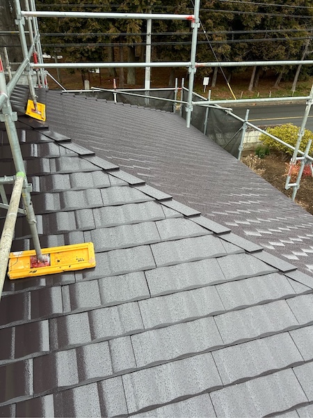 栃木県下都賀郡壬生町|外壁塗装工事が完了しました!一部の外壁はマルチカラー工法で仕上げています!