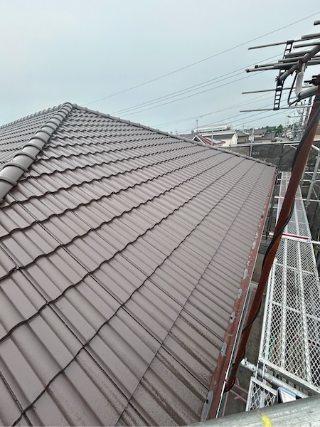 栃木県河内郡上三川町|セメント瓦 下塗り〜上塗り スーパーシャネツサーモSi仕上げ